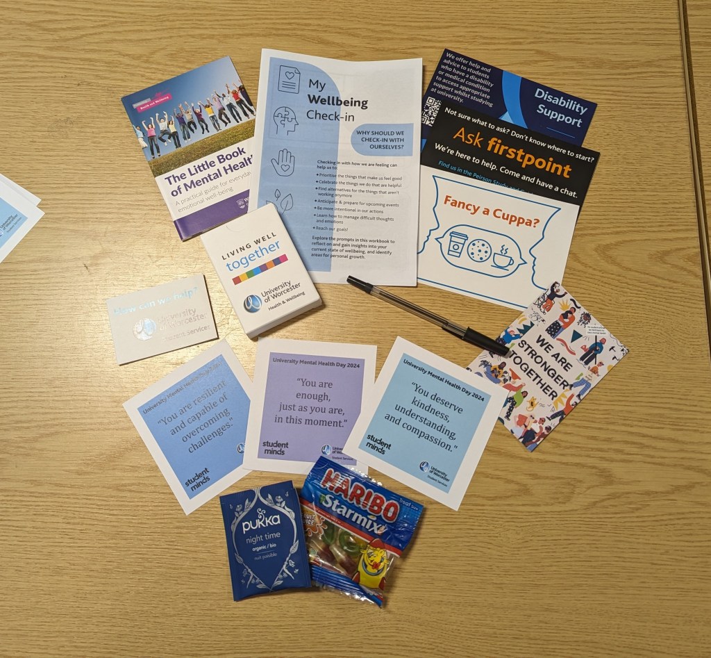 Contents of the goodie-bags, given away on University Mental Health Day