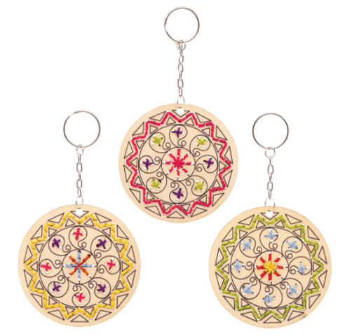 Photo of Rangoli Wooden Cross Stitch Keyrings